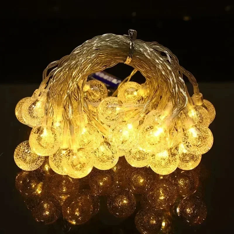 رومانسية فقاعة الكرة الجنية أضواء LED كريستال سلسلة 1.5M 3M 6M في الهواء الطلق USB بطارية تعمل بالطاقة الديكور
