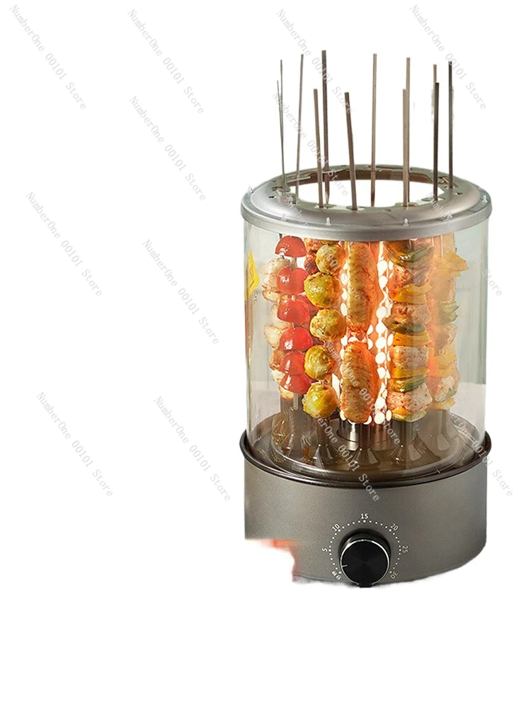 Electric  skewer machine household automatic rotating indoor small smokeless electric pan grilled mutton grill machine