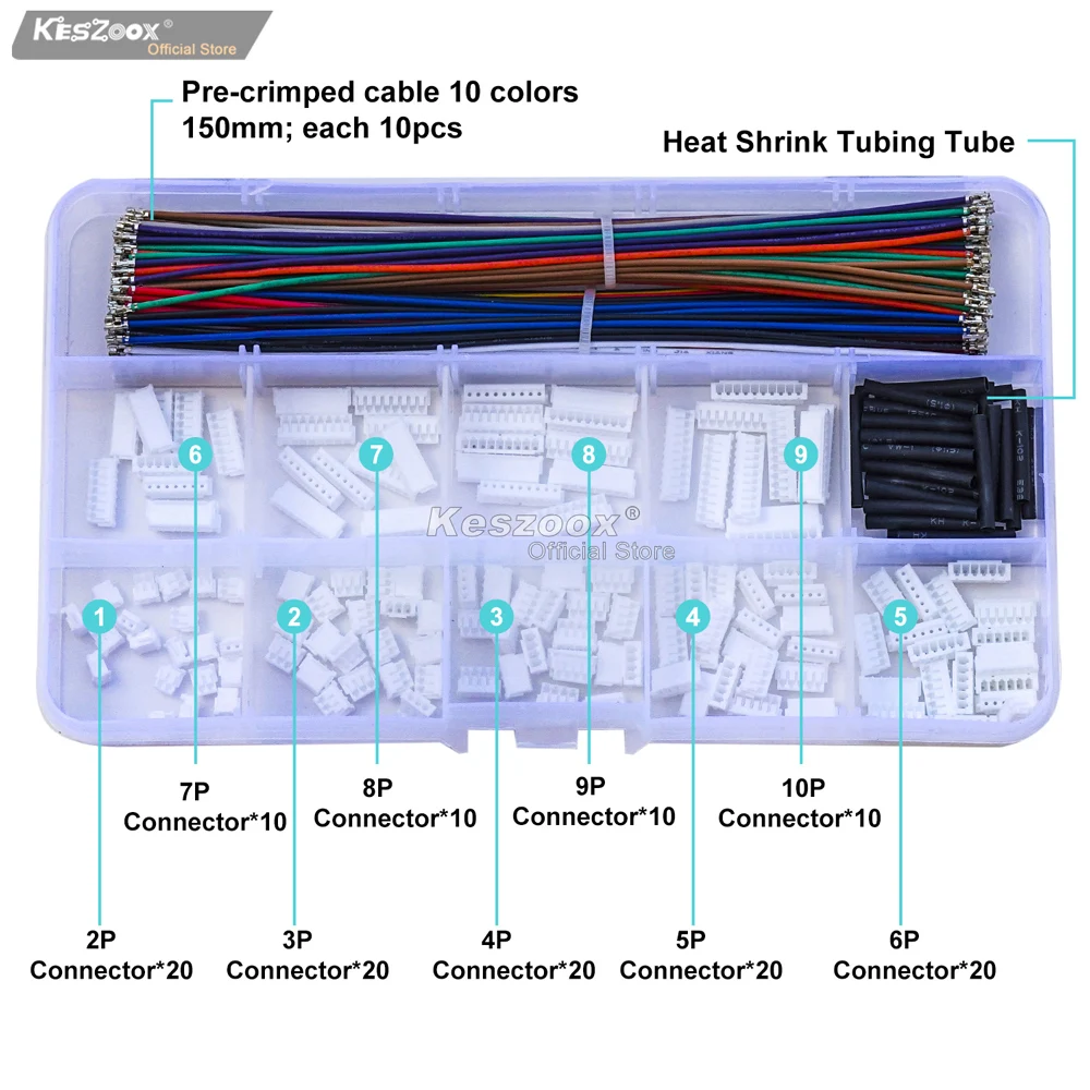 1.5mm Connectors JST ZH 1.5mm ZHR Male Female Connectors Housing with Pre-crimped Cable JST Connector Kit