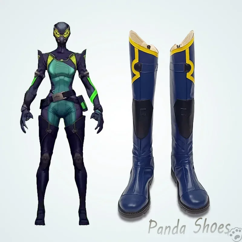 

Valorant Viper Cosplay Shoes Anime Game Cos Long Blue Boots Viper Cosplay Costume Prop Shoes for Con Halloween Party