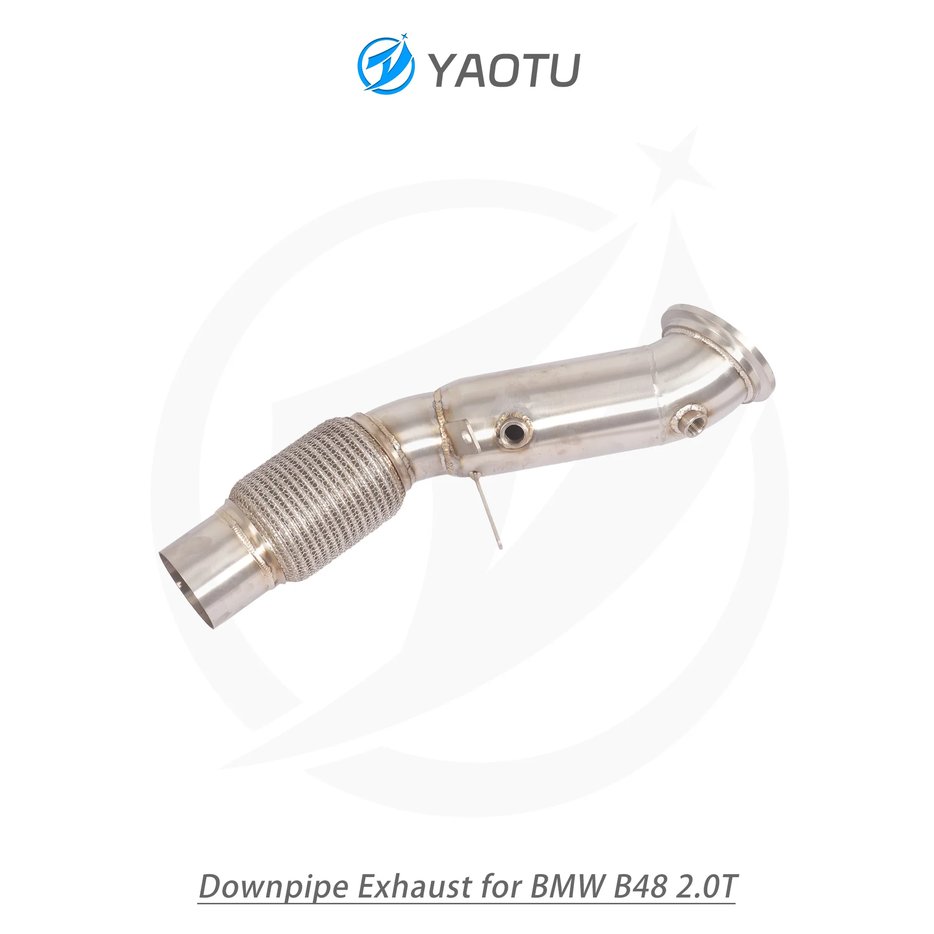 YT High-Performance Exhaust for BMW B48 2.0T - Straight Pipe Downpipe (Brushed Finishwith Mid-Pipe Sleeve Connection