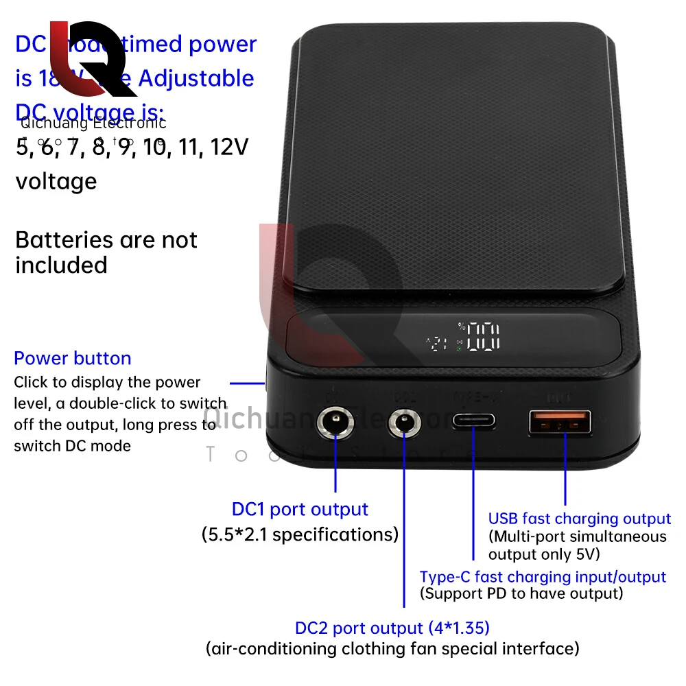 8X 10X 18650 Battery Charger Adjustable Mobile Power Sleeve Charging Power Case Battery Type C Powerbank Case Bank Cover Kit