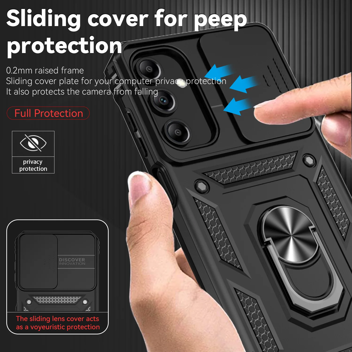 For Samsung Galaxy A15 Case Slide Camera Shockproof Armor Cases For GalaxyA15 A15 A 15 Car Magnetic Holder Ring Protect Shell