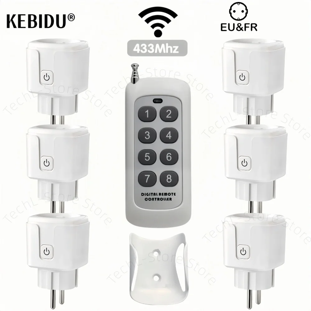 1000Meters 433Mhz Wireless Remote Control Electric Socket Switch Electrical Outlets FR EU 220V for Home Appliance Fan Light