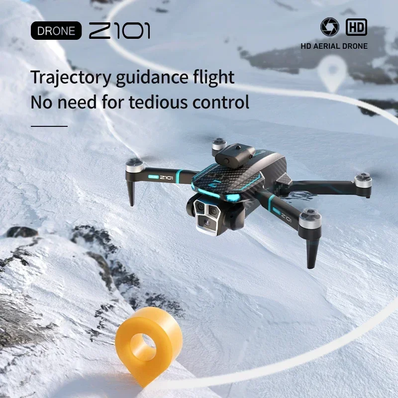 Drone RC Z101 pour Photographie Aérienne HD, Quadrirotor Sans Balais, Flux Optique, Avion d'Évitement d'Obstacles, 3 Caméras 4K