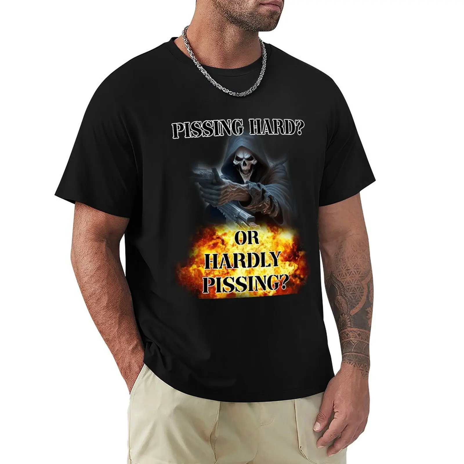 

pissing hard or hardly pissing T-Shirt for a boy vintage t shirts man t shirt Aesthetic clothing Men's t shirts