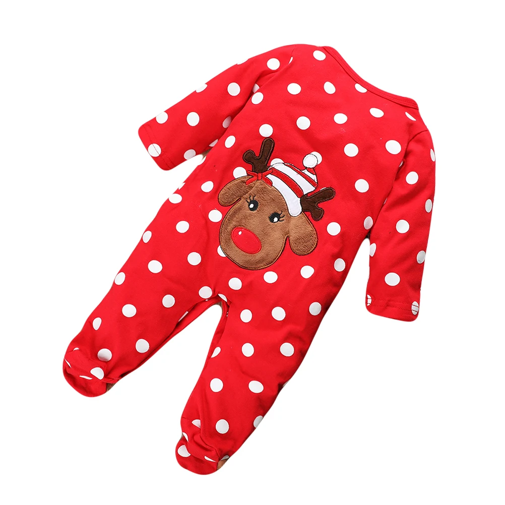 

1pc Xmas Baby Jumpsuit Bright Color Pure Cotton Christmas Clothes Toddler Romper Festive Atmosphere