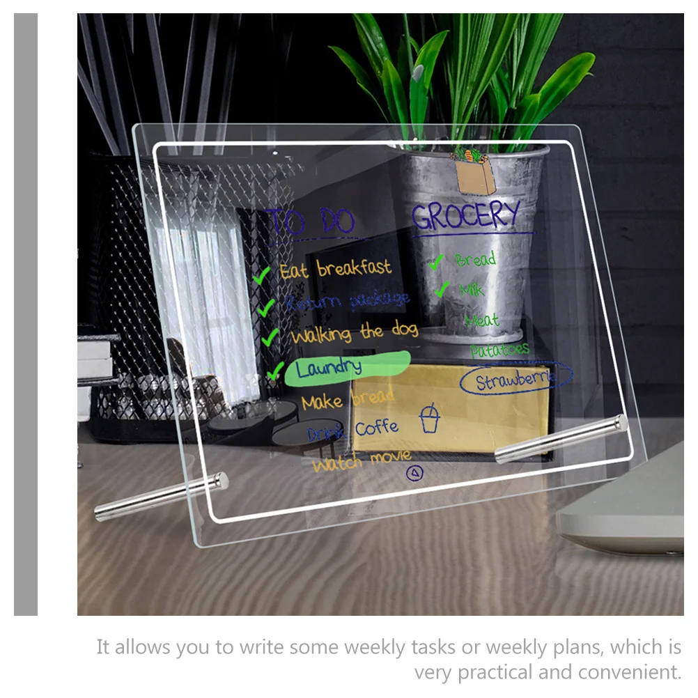 1 مجموعة الاكريليك الجاف محو مجلس واضح سطح المكتب لوح كتابة مذكرة مخطط منضدية السبورة للملاحظات تذكير للقيام بقائمة الرسالة #5