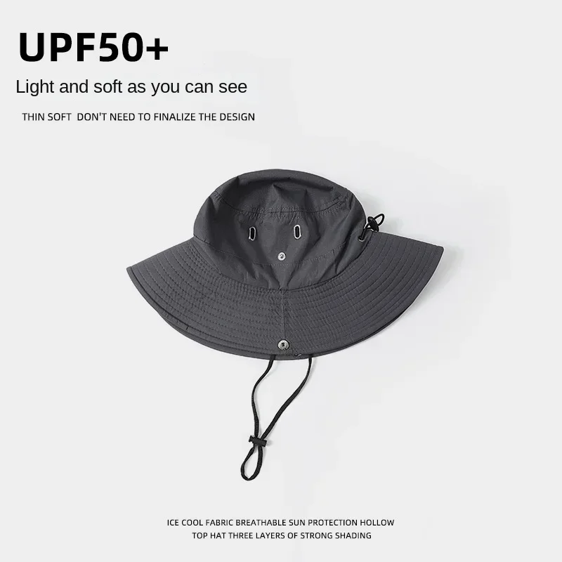 Summer Bucket Hat for Men Fisherman Cap Fishing Outdoor Sunshade Big Brim Sunscreen Riding Hiking Suncreen Sunhat