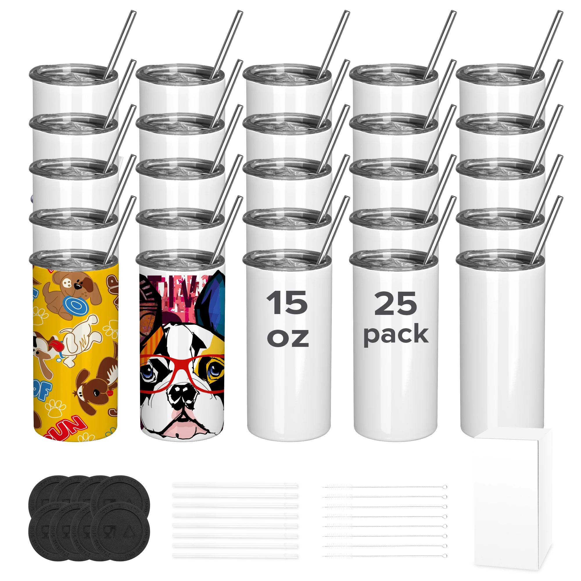 US In Stock 15OZ sublimation straight tumbler blank,double wall vacuum flask,insulation water bottle,travel thermos,coffee cup