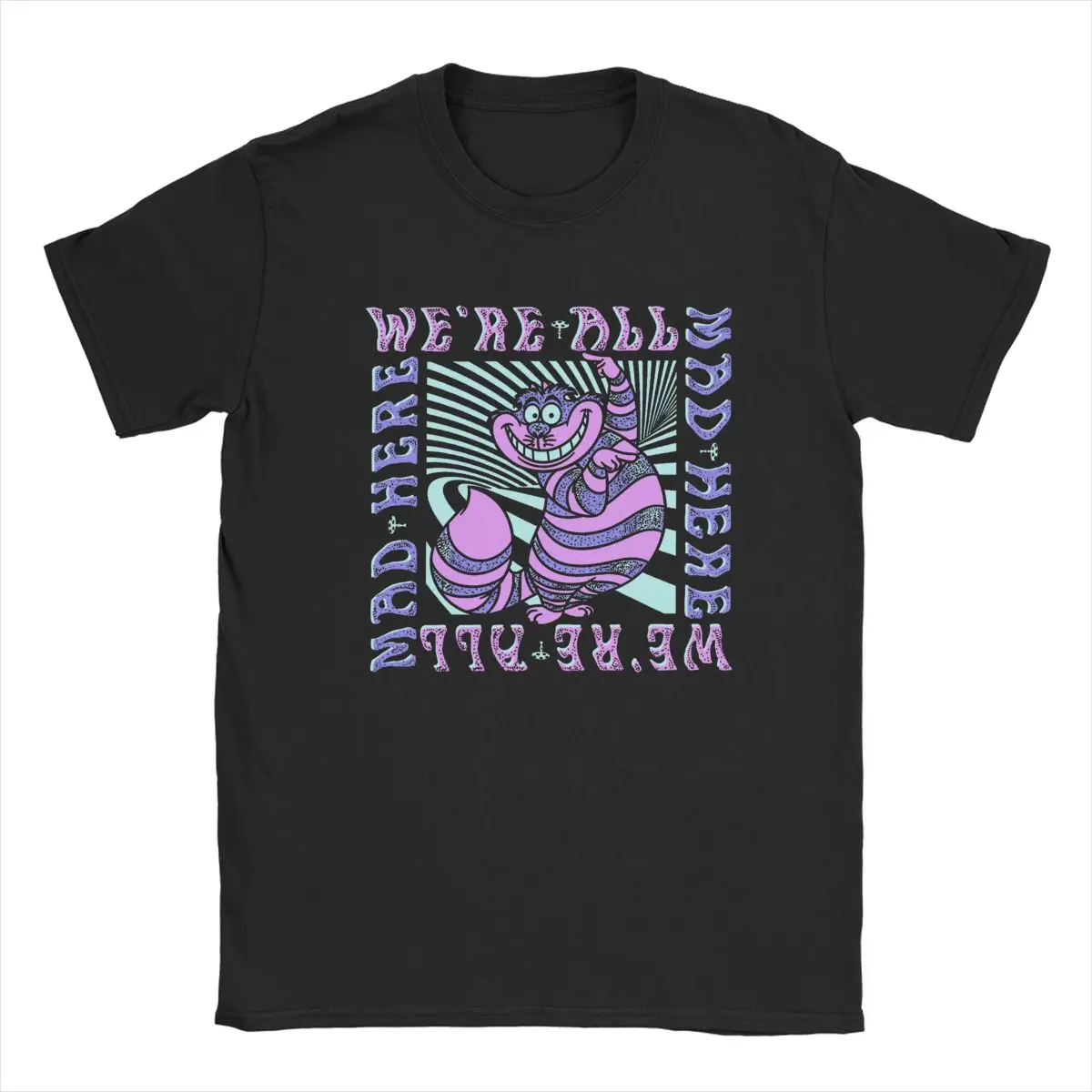 Alice In Wonderland Funny Cheshire Cat T Shirts Men Women 100% Cotton Funny T-Shirts O Neck Tees Short Sleeve Clothing Printed