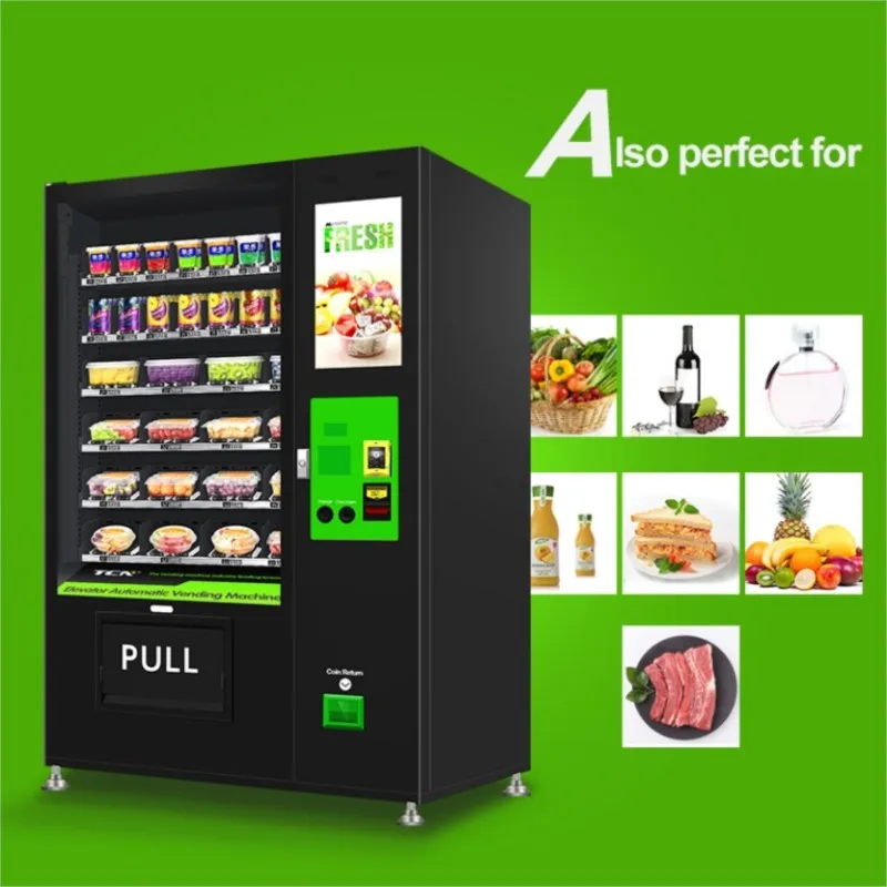 2024 New Design Touch Screen Combo Elevator Vending Machine Belt Conveyor Healthy Food Fruit Salad Egg Vegetable 