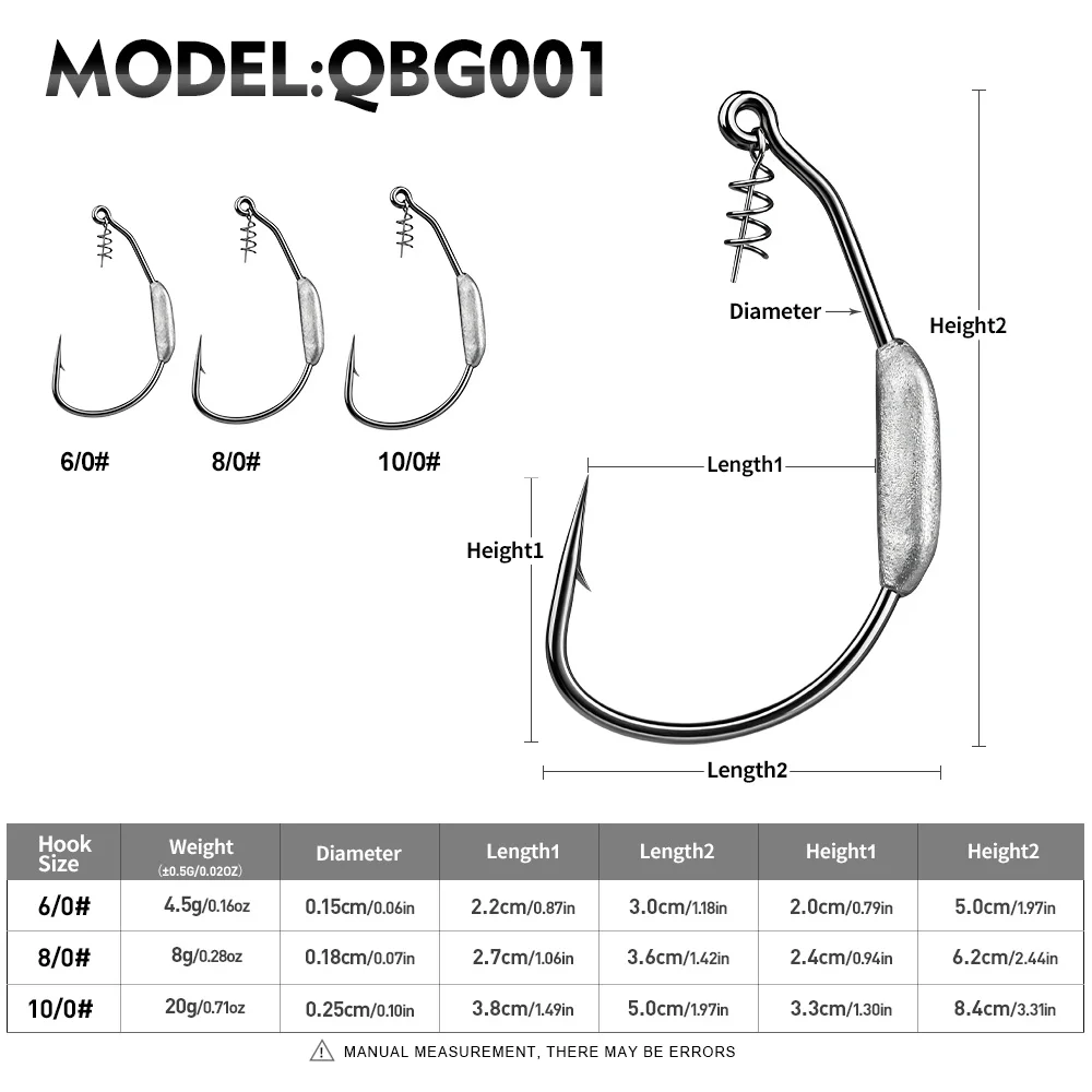 PROBEROS 3/5 Stück Gewichtete Swimbait-Haken mit Federverschluss, Hochkarbon-Stahl, Wide Gap Jig-Haken für Hecht, Barsch, Texas Rig Angelzubehör – Detail 2