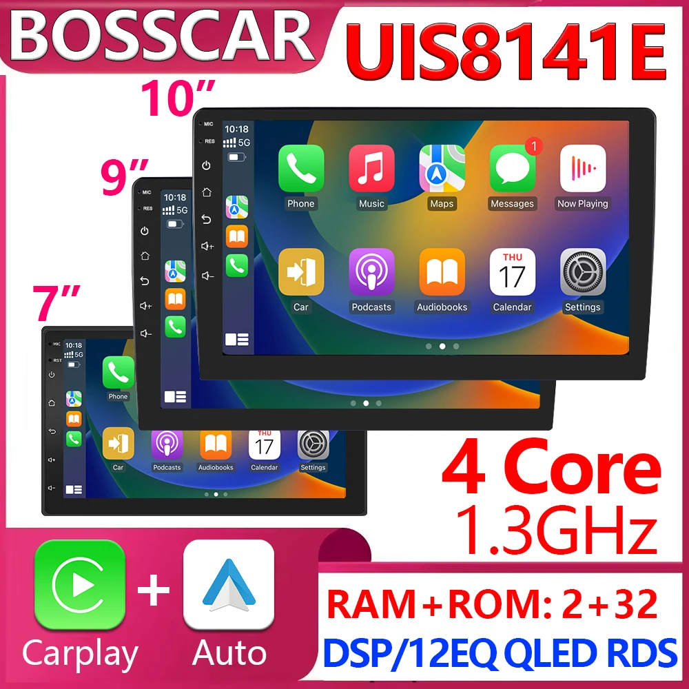 

BOSS CAR 7/9/10in HD DVR Universal Car Radio Multimedia Navigation Wireless CarPlay Apple Android Auto Mirror Music Player