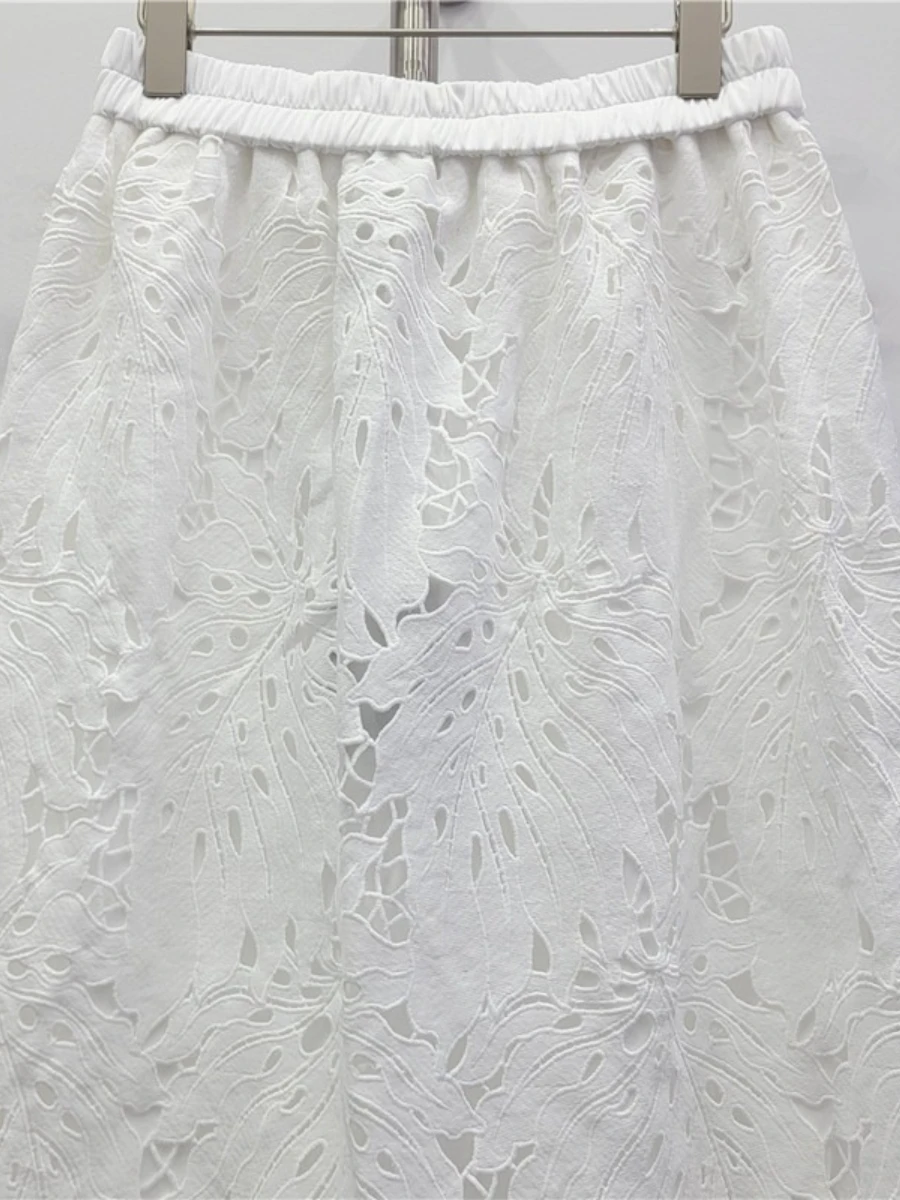 GALCAUR solide épissé dentelle Streetwear jupe femme taille haute ample Vintage français femmes jupes longues automne mode nouveau Style