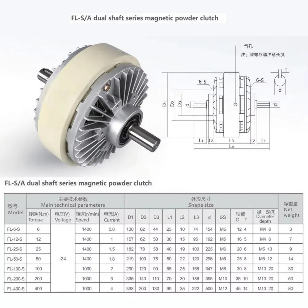 Double Hollow Shaft Magnetic Powder Clutch Tension Controller Kit 6/12/50/100Nm 0.6-1kg For Textile Machine/Packaging Machine