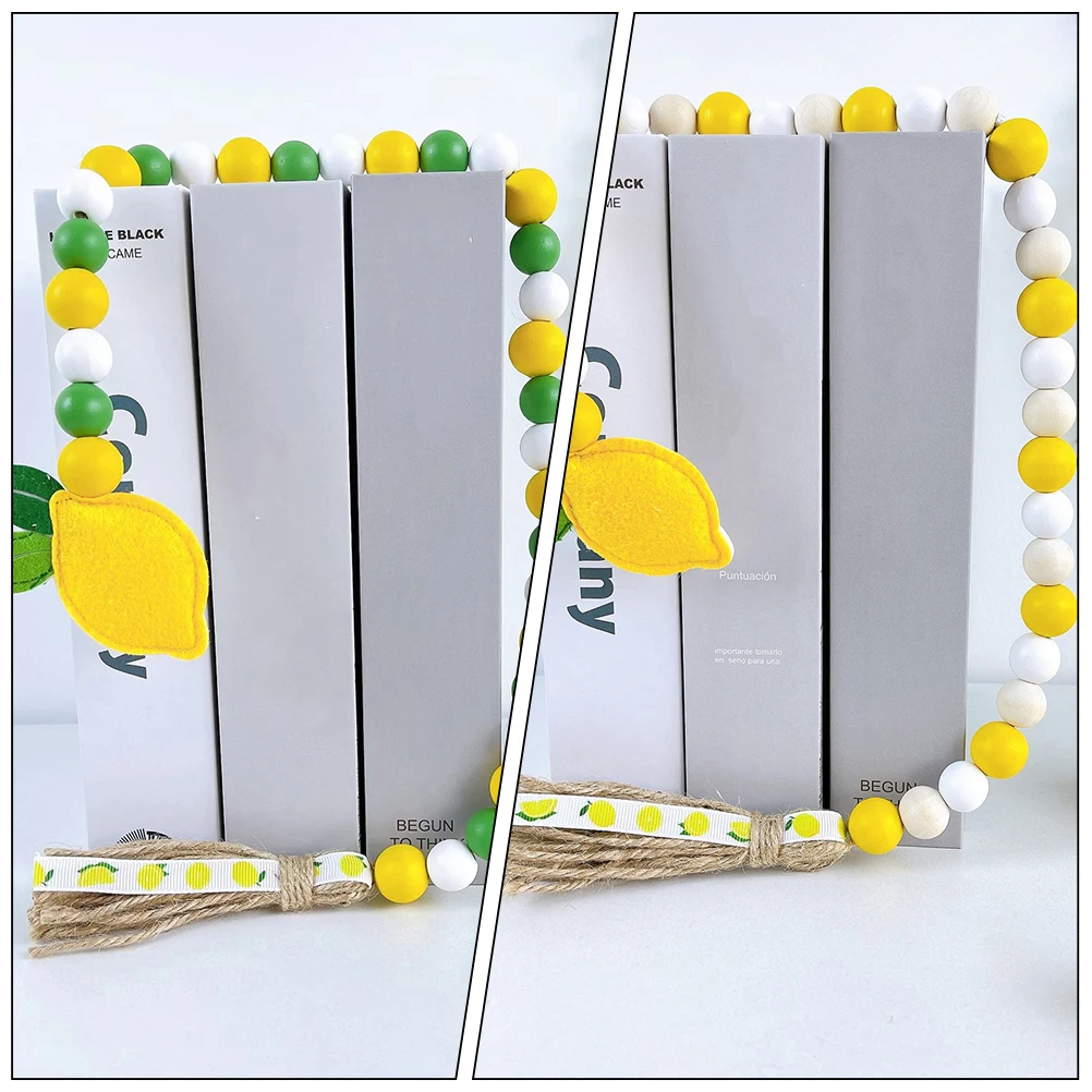 

2Pcs Lemon Wooden Bead Garland Rustic Tassel Hanging Decoration Party Home Wall Decor String Pendant Crafts Vintage Style