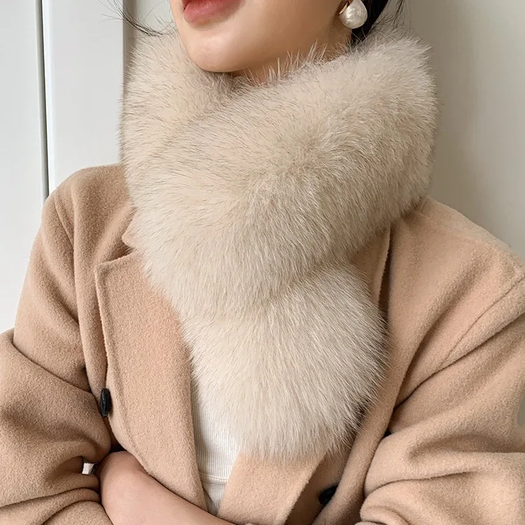 Quality Natural Fox Fur Collar Winter Shawl Women Warm Double Fur Scarf Big Size Shawl Luxury Female Scarves GENUINE LEATHER