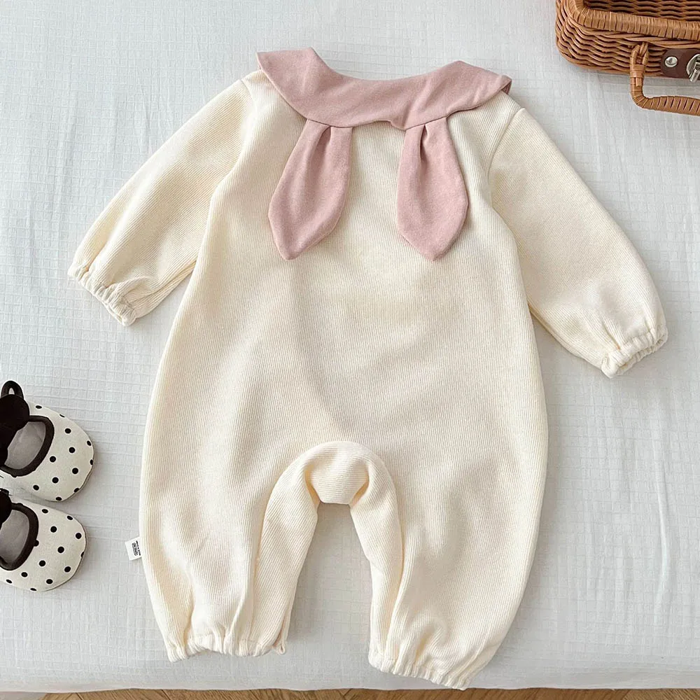 Long Sleeve Baby Rompers For Girls Peter Pan Collar Cute Spring New Arrival Newborn Baby Clothes Princess 1st Birthday Onesie