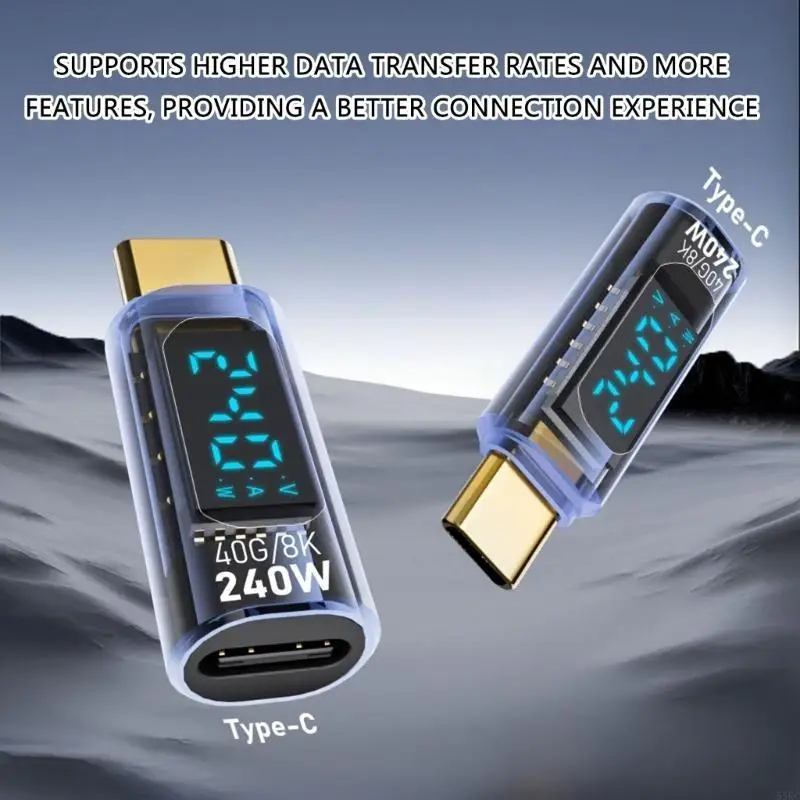 55KC Advanced USB C Quickly Adapter With LED Power Display, 240W Fast Charging and Data Transfer Type C Adapter