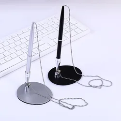 Sticky Desk Pens with Chain Fixed Bank Counter Pen Metal Signature Pen for Office Hotel Bank Office