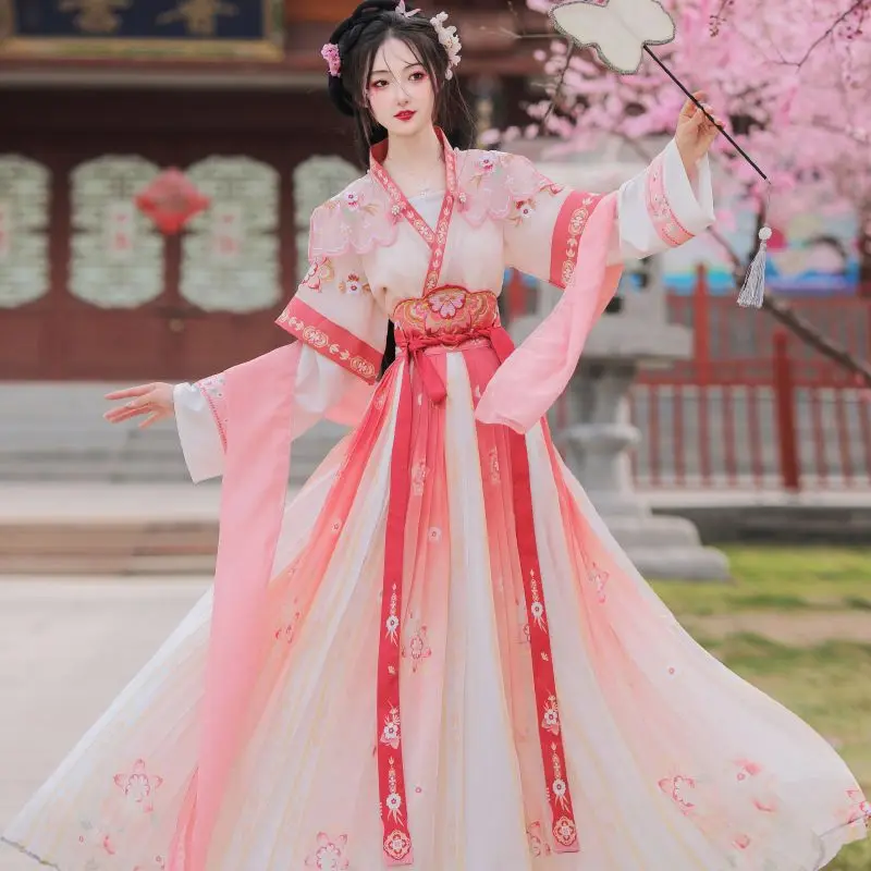 Hanfu gaun Vintage Dinasti Tang, Cosplay Tiongkok, gaun peri Hanfu Tiongkok, gaun dansa panggung putri elegan kuno