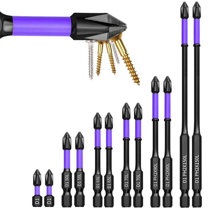 Magnetic Impact Phillips Bit Anti-Slip Long Screwdriver Bit Set Hex Shank Cross Impact Driver Bit for Power Drilling
