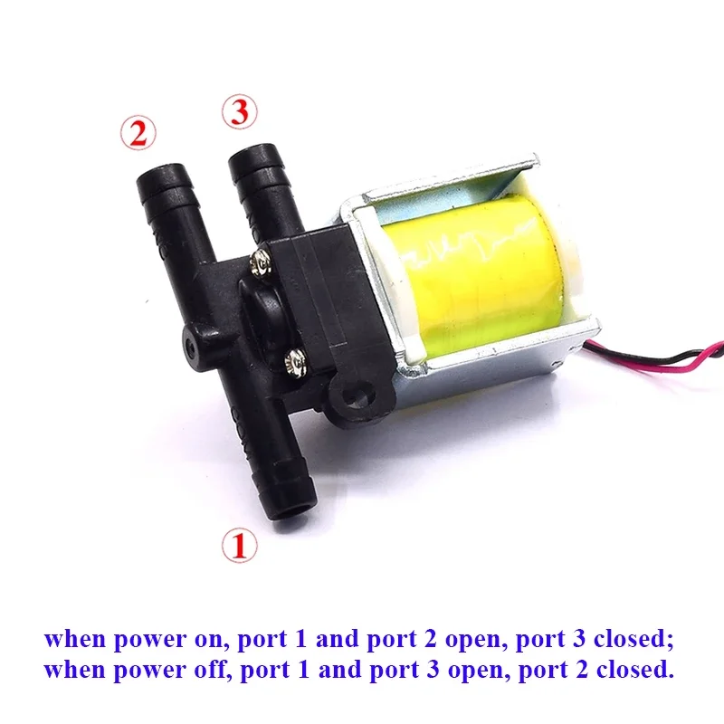DC 12V 2-Position 3-Way Small Mini Electric Solenoid Valve CJWV16 Water Air Flow Control Valve DIY Home Sweeper Robot Cleaner