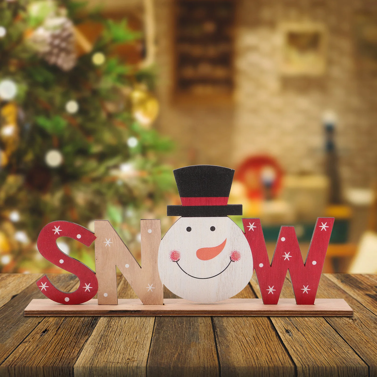 

Christmas Snow Wood Sign Thick Wood Snowman Plaque Rustic Table Sign Xmas Party Decoration Xmas Party Decoration