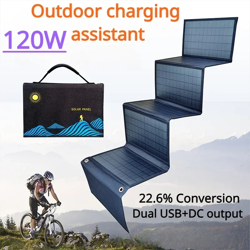 NEW 120W Plus Size Solar Panel Charger Foldable Solar Plate 5V USB Safe Charge Cell Solar Phone Charger for Home Outdoor Camp