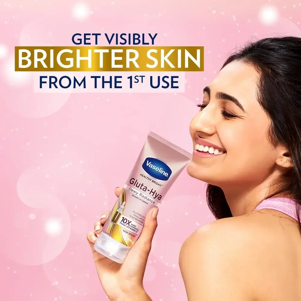 Vaseline Gluta-Hya Dewy Radiance Body Cream , Serum-In-Lotion, Boosted with GlutaGlow, for Visibly Brighter Skin From 1st Use