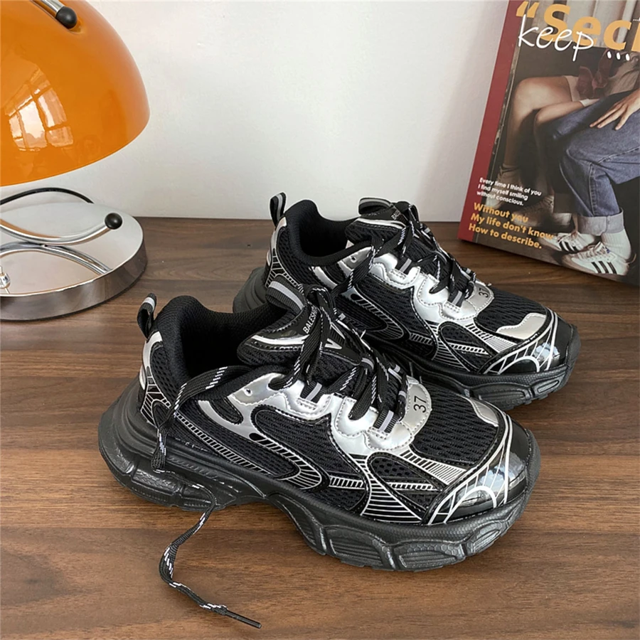 2023 New Style Men Women Sneakers Summer Breathable Dad Shoes ins Super Popular Mesh Sports Shoes Couple Running Shoes Black