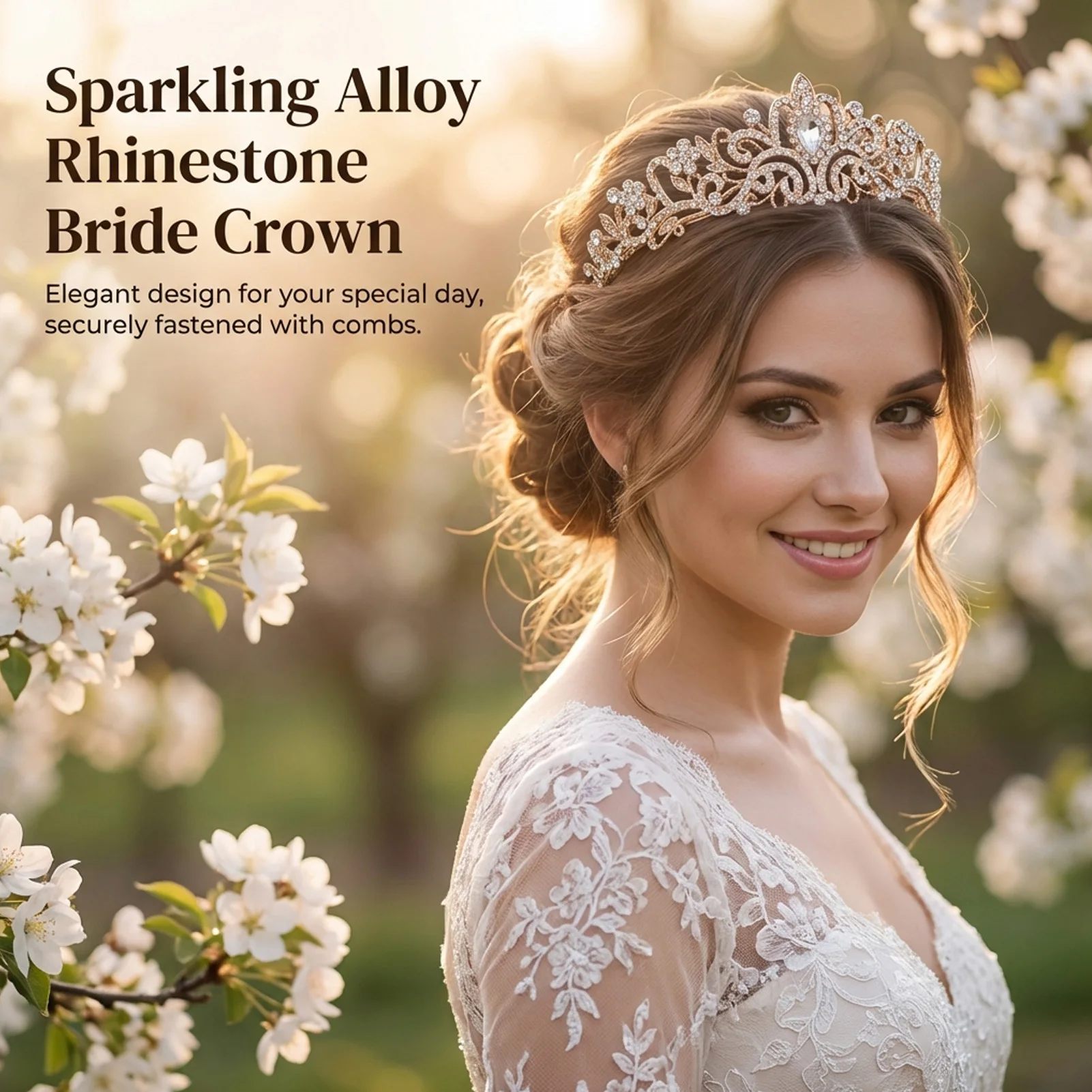 Elegant Bridal Crown Sparkly Rhinestone Tiaras for Bride Wedding Party Hair Jewelry Accessories Women Birthday Headbands