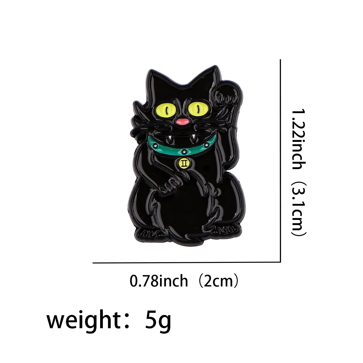 Black Lucky Cat Lapel Pins for Backpacks Metal Enamel Pin Brooches Badges Anime Fashion Jewelry Accessories Gifts