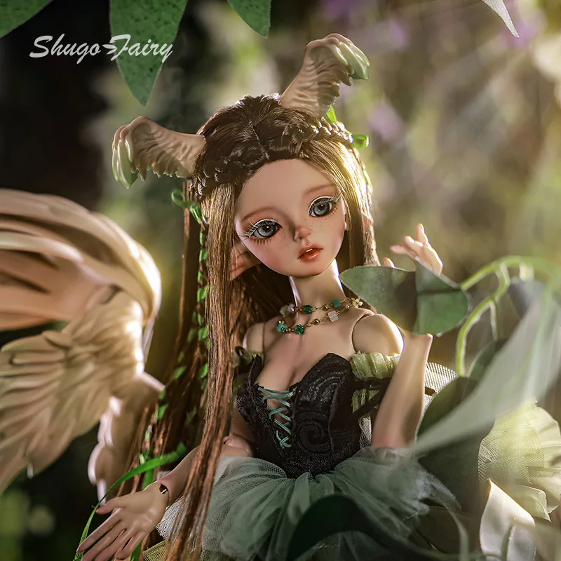 ShugaFairy Pegasus Beatrice Rose 1/4 Bjd Dolls Wings of Bird Pointed Ears Spring Forest Gree Style Puffy Skirt Ball Jointed Doll