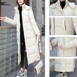 Down Cotton Snow Wear Overcoat Thicken Warm Side Split Jackets New Loose Cotton Padded Chaqueta Winter Hooded Long Parkas Women