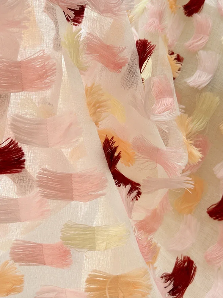 

Жаккардовая ткань с бахромой, пряжа, дизайнерская одежда, креативная швейная ткань, оптовая продажа, ткань на метр, материал «сделай сам»