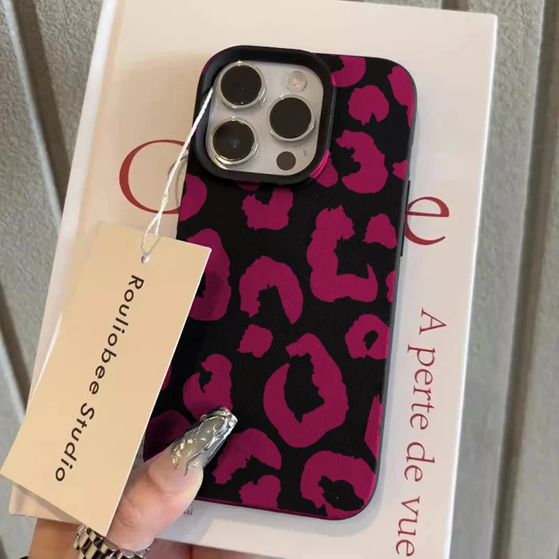Fein schimmernde Leopardenmuster-Silikonhüllen für iPhone 17 14 15 16 Pro Max Plus, iPhone 15 16 13 12 11 15 8 XS XR Luxus-Cover – Detail 6