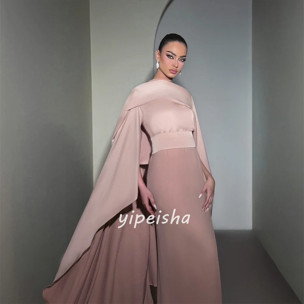 تخصيص أزياء عالية الجودة Ruched الطية مستقيم مغرفة الرقبة فساتين طويلة مخصص فساتين المناسبات الأحجام المتاحة مطابقة