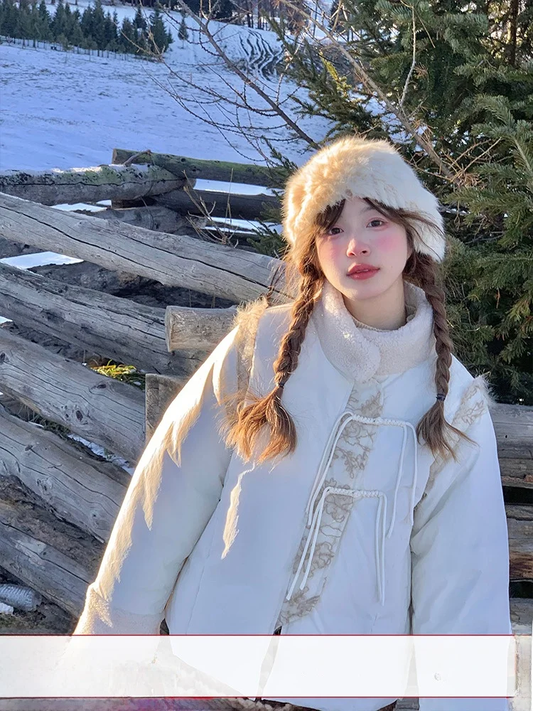 

Map Horide New Chinese Sle Women's Down Jaet 90 White Du down ort Coat Spring Design Sense Warmth Function No Hat