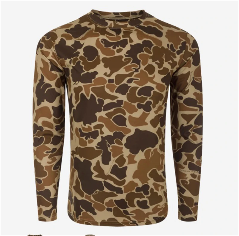 Camouflage T Shirt Men Breathable Quick Dry Long Sleeve T-shirt Mens Outdoor Sports Trip Tactical Training Hunting Tops Tshirt