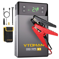 VTOMAN X1 Jump Starter with 100PSI Air Compressor, 2500A Peak Car Starter, 12V Lithium Battery Jump Box, 400 Lumen LED