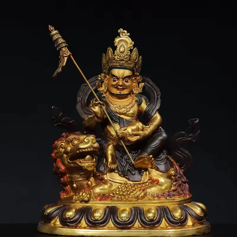 Antique Collection Pure Copper Tantra Tibetan Collection Buddha Painting Treasure Bronze Statue of Tianwang Statue Home Furnishi