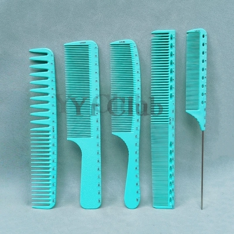 1Pc Barber Shop Haircut Comb Light-blue Hairdressing Graduated Comb With Laser Scale Salon Hairstylist Hair Trimming Tools Y1013