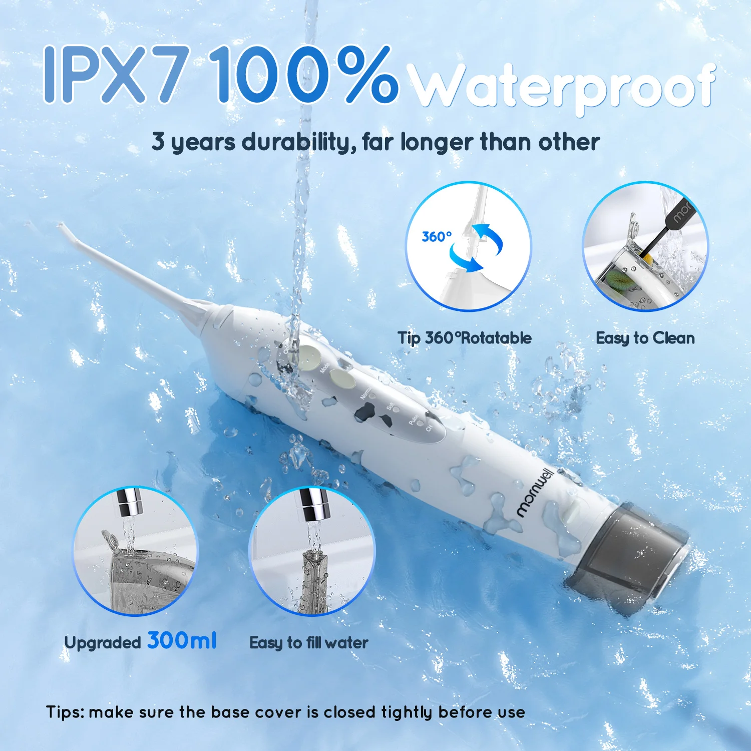 Irrigador Dental de agua, irrigador Dental portátil recargable IPX7, irrigador bucal Personal resistente al agua, limpiador de agua