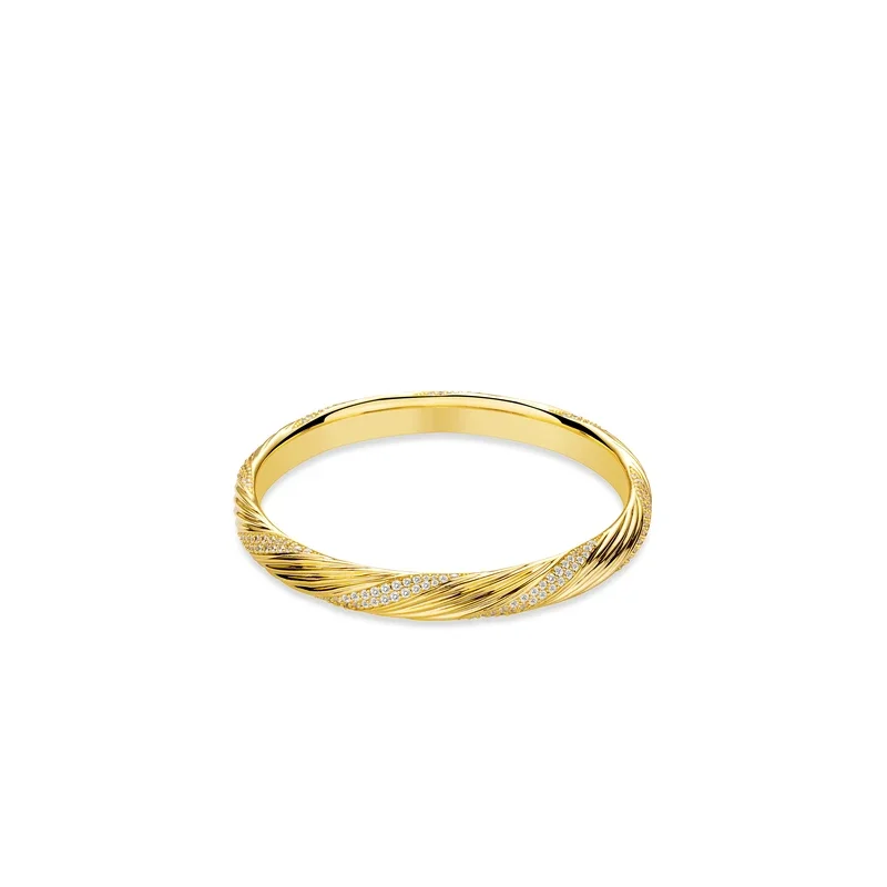 

Bellux 925 Silver Gold Plated Synthetic Zircon Bracelet Gold White Diamond Hemp Rope Striped Bracelet