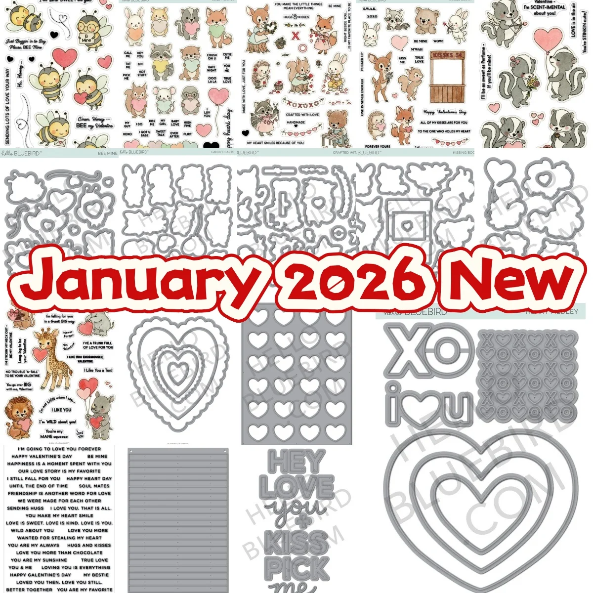 

January 2026 Valentine Kissing Booth Love Bee Candy Hearts Metal Cutting Dies Clear Stamps for DIY Template Scrapbook New