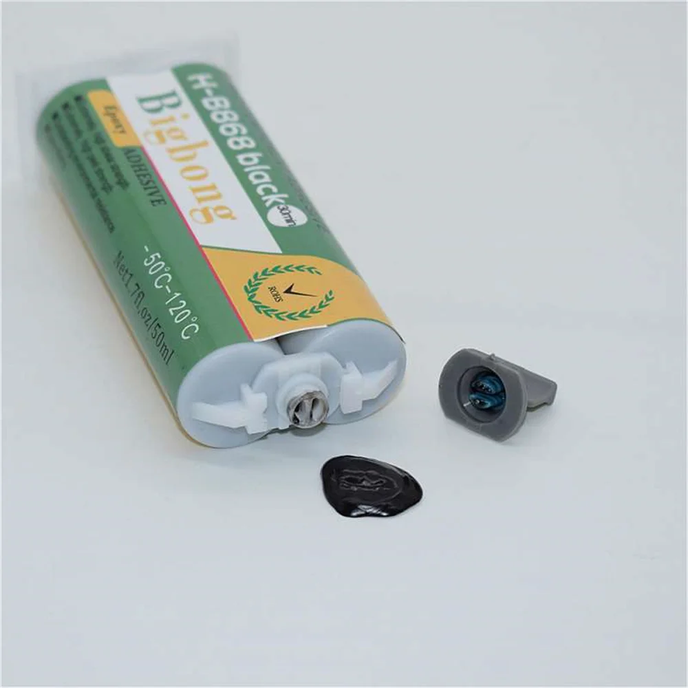 2 Stück Schwarz 1:1 Kleber 50 ml Epoxidharz AB Klebstoffe -50 ℃ -120 ℃ & 5 Stück statische Mischerdüsen und 50 ml AB-Klebepistolen-Spenderwerkzeuge – Detail 8