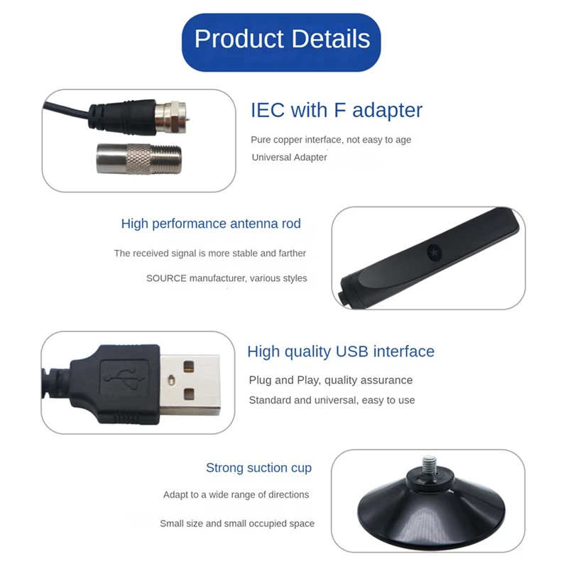 เสาอากาศทีวีเสาอากาศทีวีดิจิตอลในอาคารสำหรับสมาร์ททีวี1080P โทรทัศน์ทั้งหมดในร่มความละเอียดสูงภาคพื้นดินคลื่นดิจิตอลที่ทนทาน