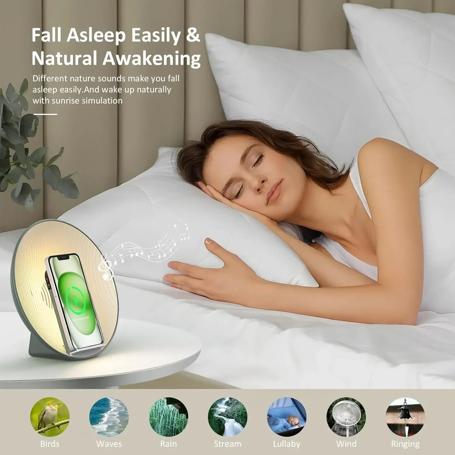 Colsur-altavoz inalámbrico con Bluetooth, dispositivo de carga inalámbrica de 15W, luz nocturna para dormitorio, Sonido Envolvente, pantalla de reloj Digital de calidad